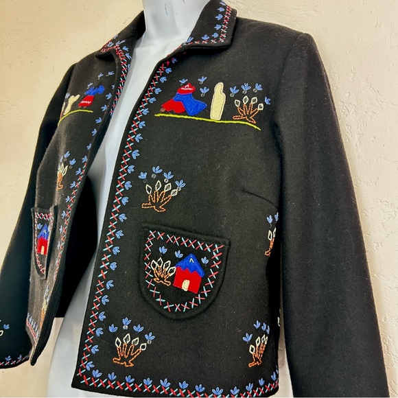 Double D Ranch VTG Wool Bolero Jacket Embroidered Dancing Couple size XS Western - Picture 7 of 13